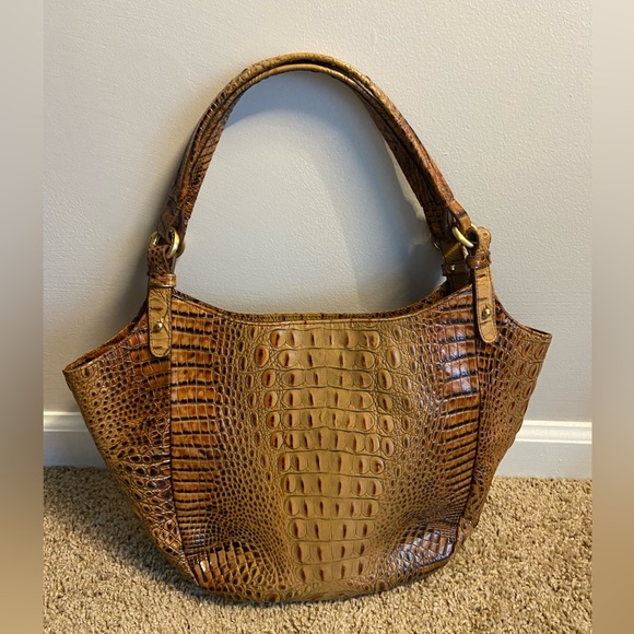 Brahmin Open Top Toasted Melbourne Retro Double Strap Carla Market Tote - Picture 9 of 15